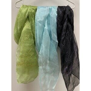 Lightweight Sheer W/ Metallic Threads Scarf Pack Of 3 20 X 68”